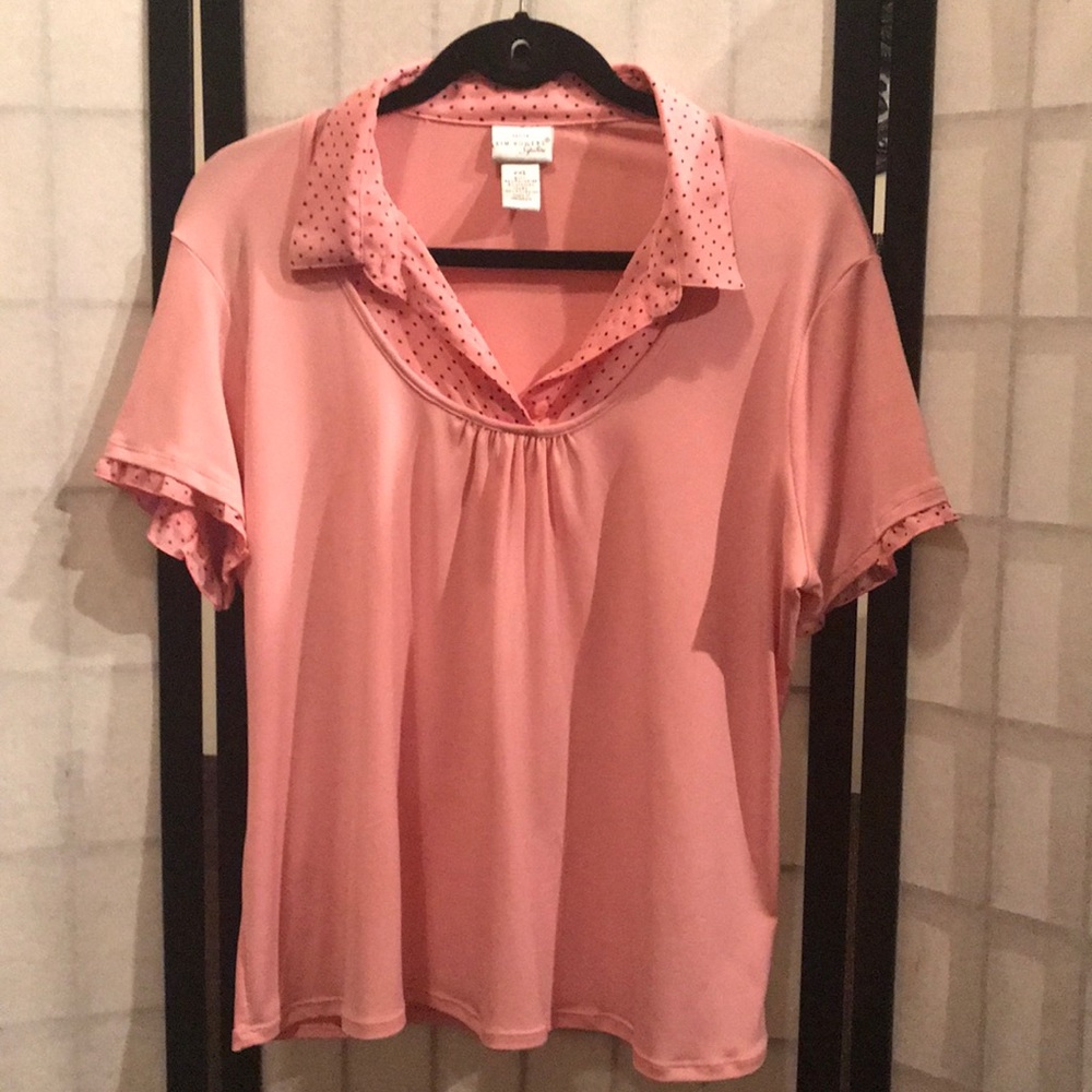 Kim Rogers Signature pink/ black polka dot blouse